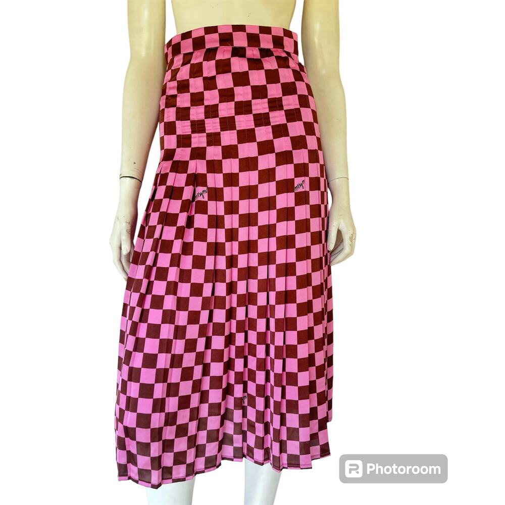 MSGM MILANO pleated checkerboard midi skirt sz M 40